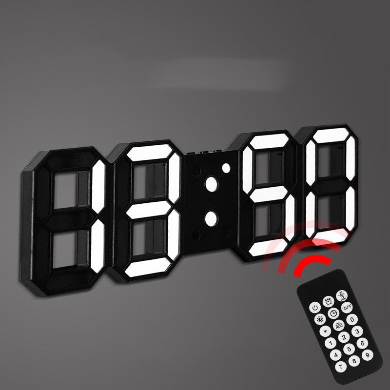 3D Remote Control Black LED Electronic  Hung And Can Stand Wall Clock Secondary image
