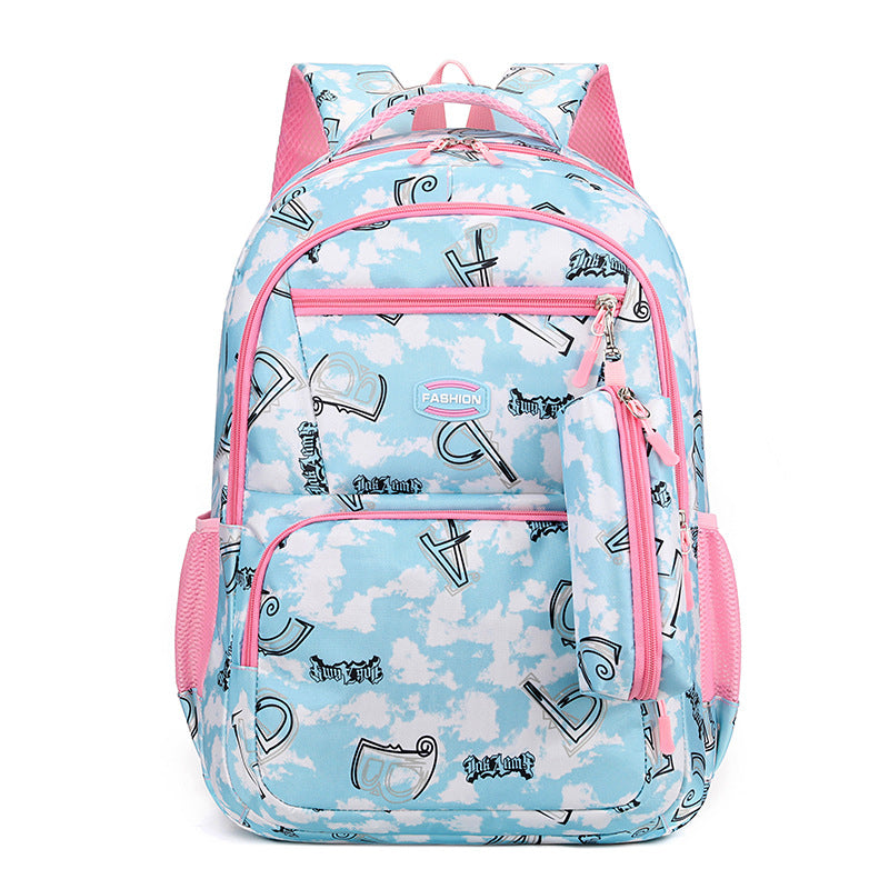New Letter Print Backpack With Pencil Case Fsahion Sweet Primary School Students Schoolbag For Girls Boys Secondary image