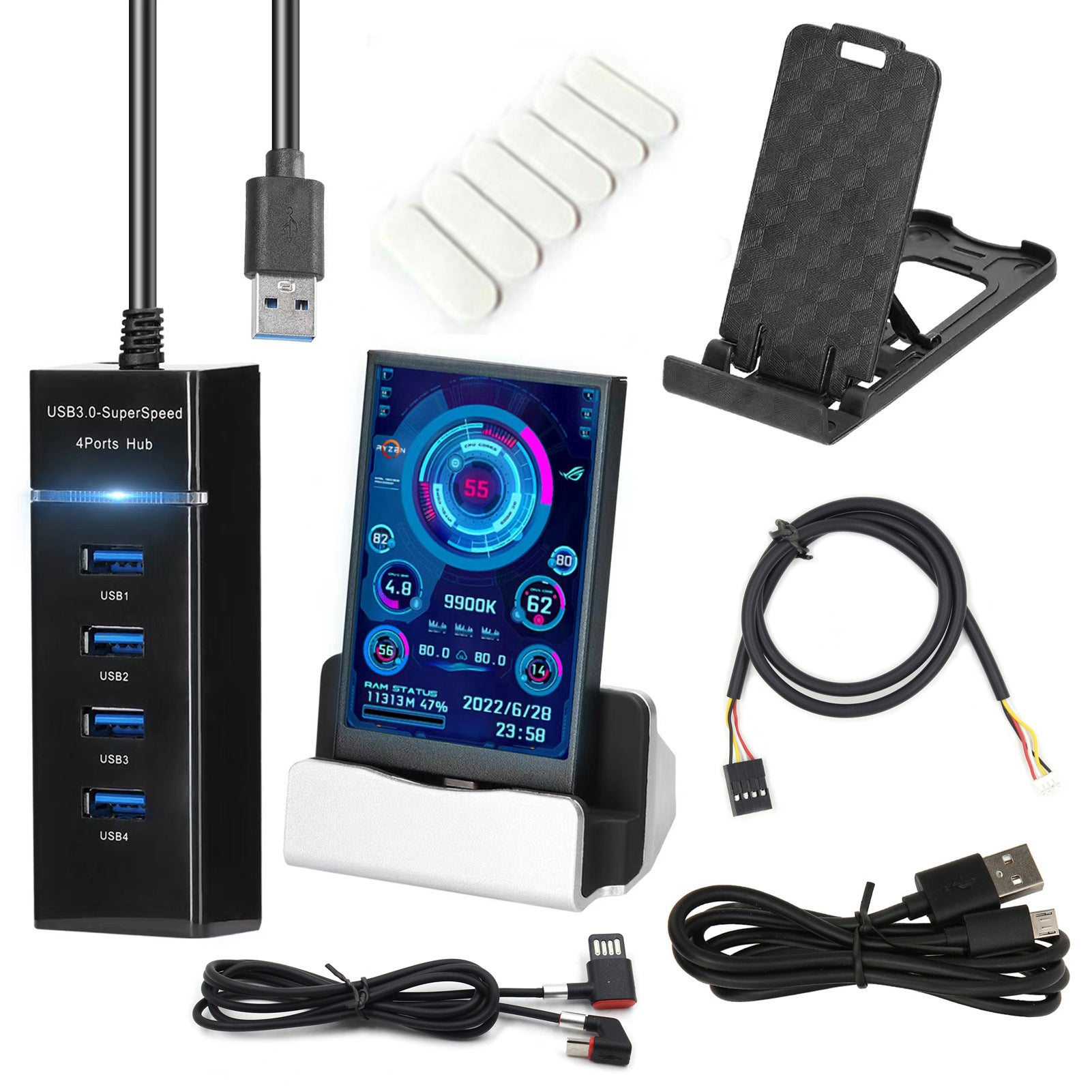 3.5-inch Computer Small Secondary Screen IPS Full View USB Chassis Monitor Date Display Secondary image